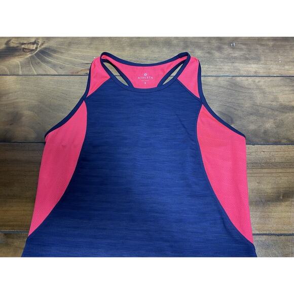 Athleta Women’s Racerback Tank Top Size Small Pink Blue Mesh Panels - Picture 2 of 7